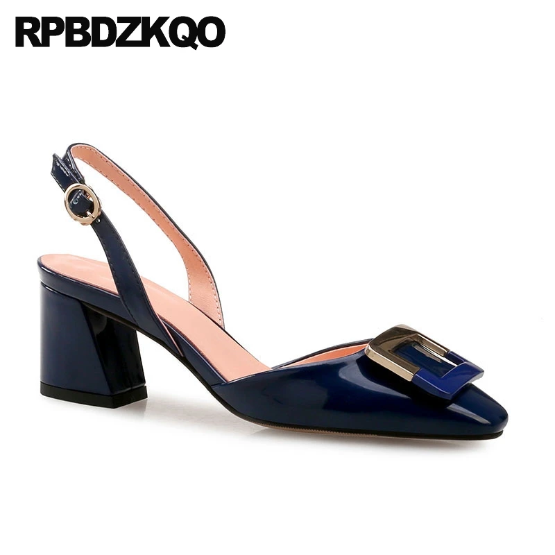известный Slingback высокие каблуки Квадратный носок Размер 33 женская обувь размер 45