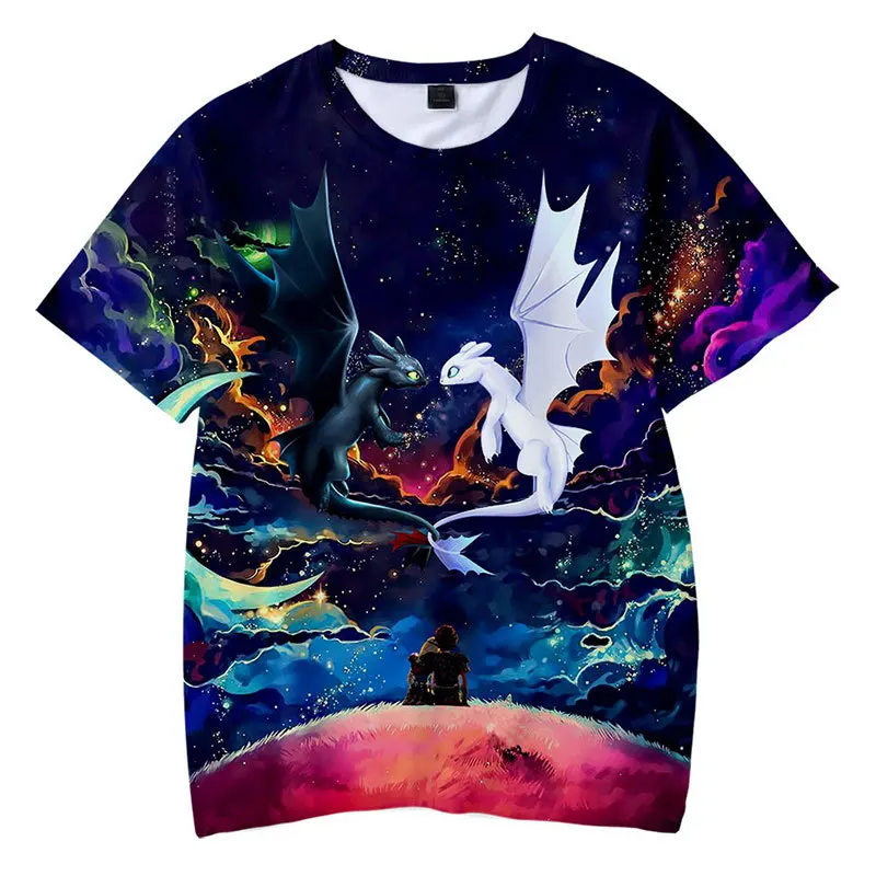 

2021 new cute anime cute dragon 3D printing T-shirt boy T-shirt children cute cartoon T-shirt