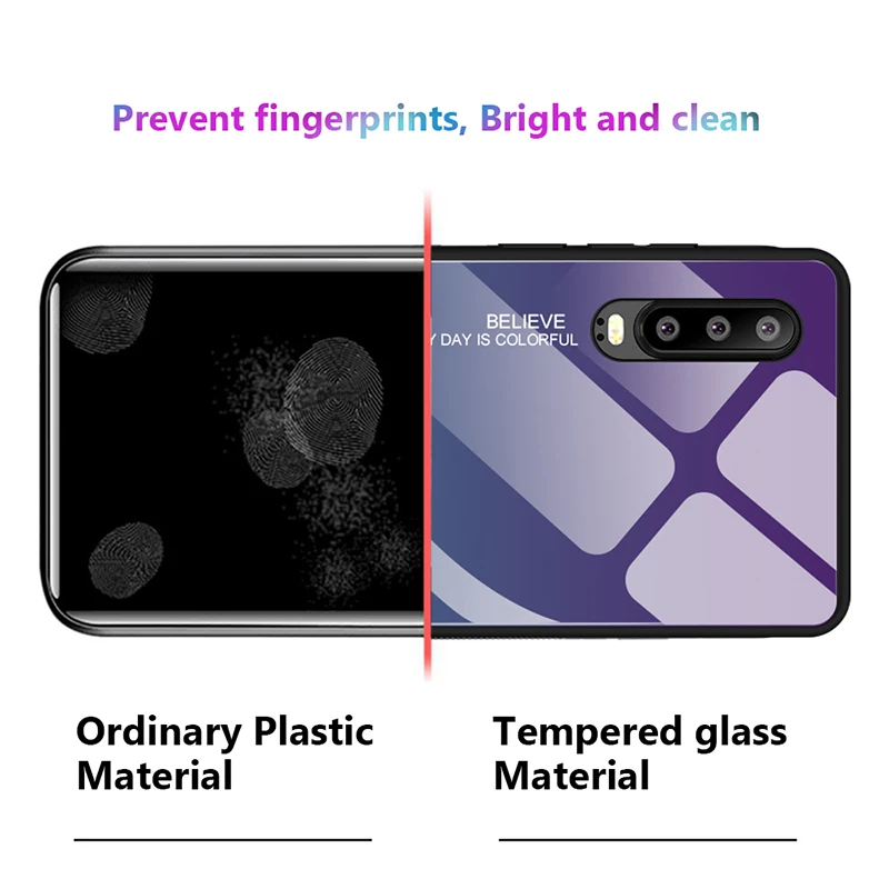 Градиентный витражный чехол для Huawei Mate 20 Lite 10 Pro из закаленного стекла P20 P30 P Smart Plus