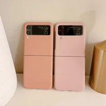 USLION Candy Color Hard PC Slim Phone Case For Samsung Galaxy Z Flip 3 5G Matte PC Shockproof Full Protective Cover Coque Funda
