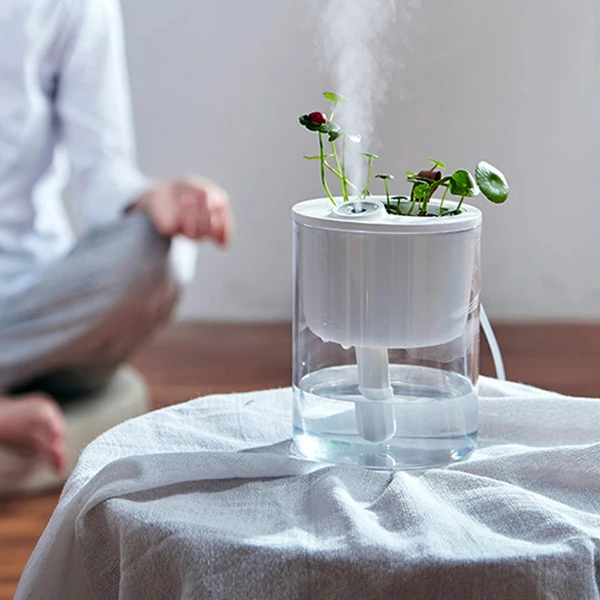 

USB Air Humidifier 320ml Ecological Home Mini Bedroom Desktop Potted Mute Recharging