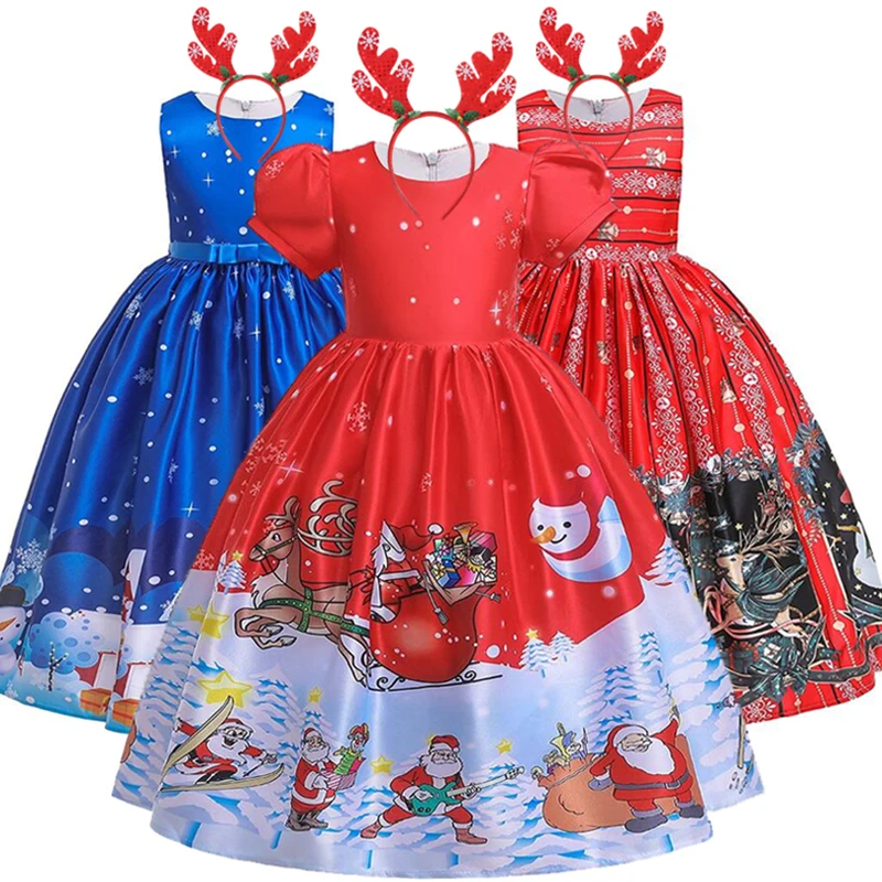 2021New Baby Girl Christmas Dress Princess Elegant Party Child Print Tutu Evening 4-14years | Детская одежда и обувь