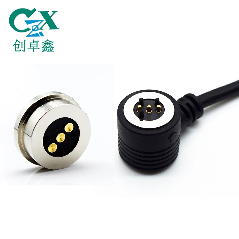 3pin Женский Мужской позолоченный пружинный контактный Магнитный pogo зарядный