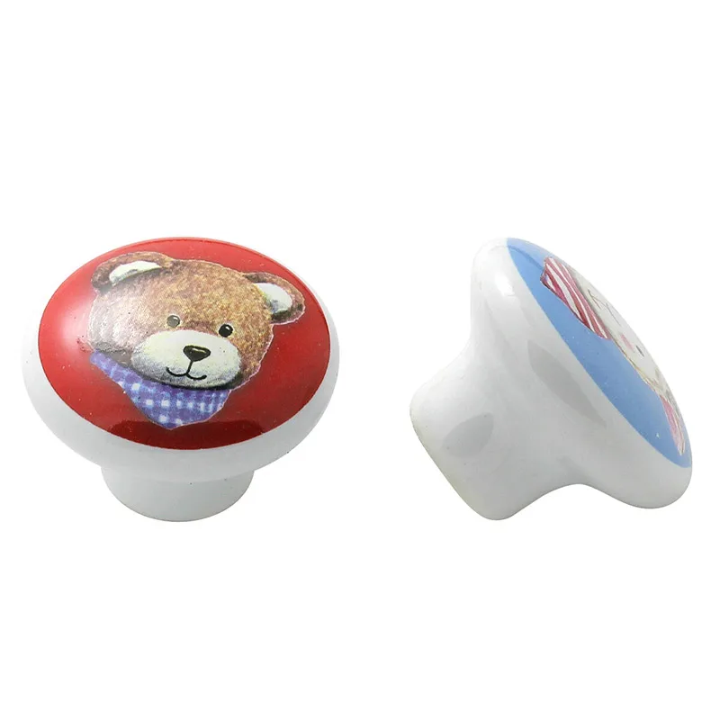 Детские керамические ручки для тумбочки с мультяшным рисунком и шкафа мебельная