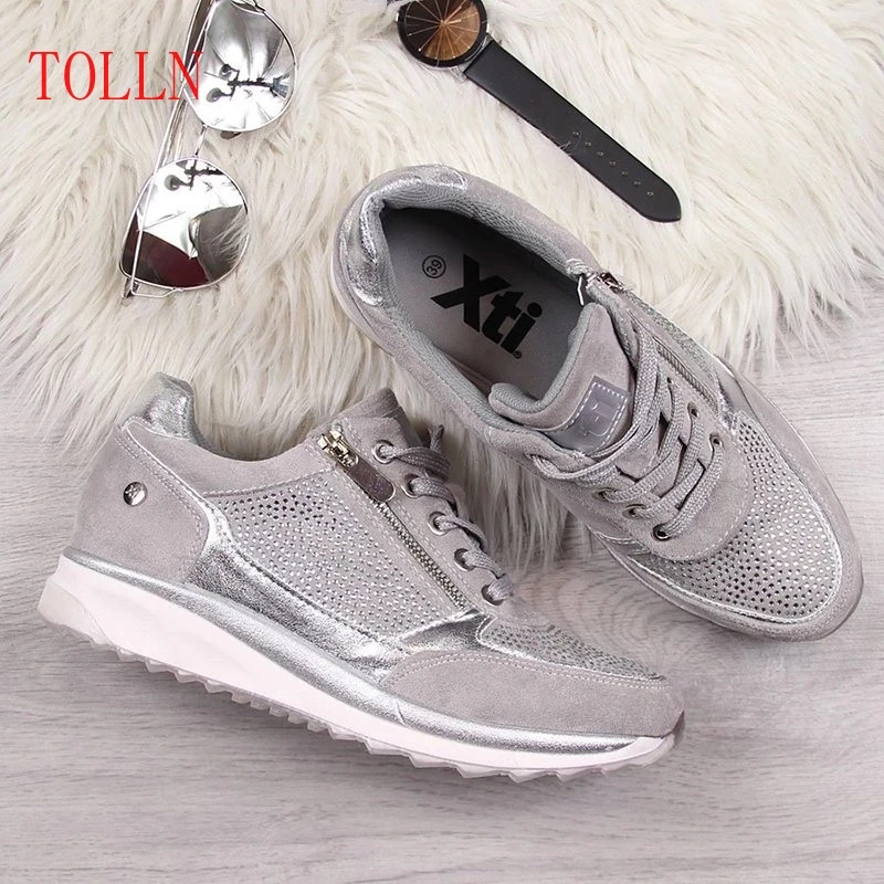 

Women Shoes Gold Sneakers Zipper Platform Trainers Women Shoes Casual Lace-Up Tenis Feminino Zapatos De Mujer Womens Sneakers