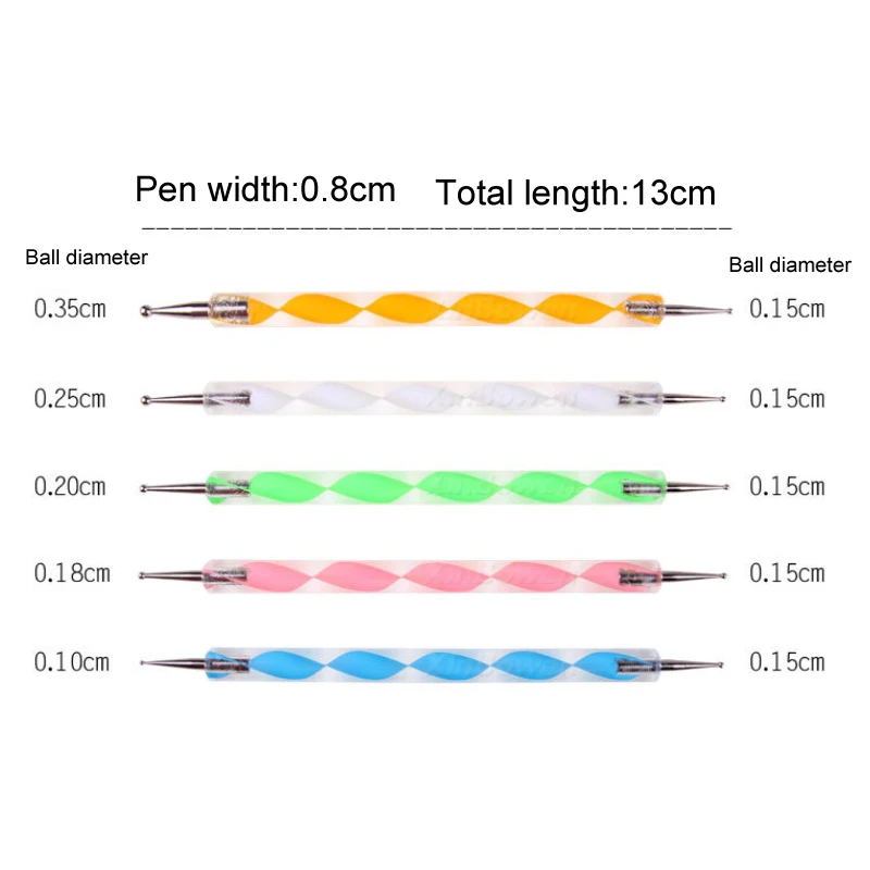 

5 Pcs DIY Ball Styluses Tools Embossing Pattern Spiral Double Head Clay Sculpting Tool Point Drill Creasing Pen