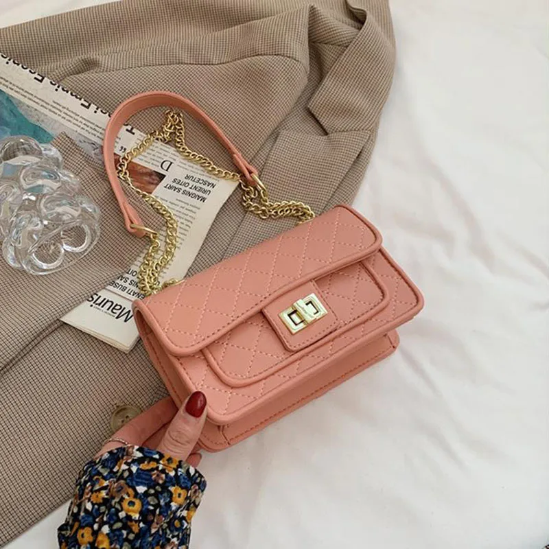 

Women's Shoulder Bags Chain Crossbody Purses And Handbag Female Clutch Lozenge Solid Color Bags Ladies Soft Tote Made Of Leather