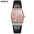 Часы наручные женские кварцевые со стразами, люксовые брендовые Роскошные с кожаным ремешком, подарок для девушек