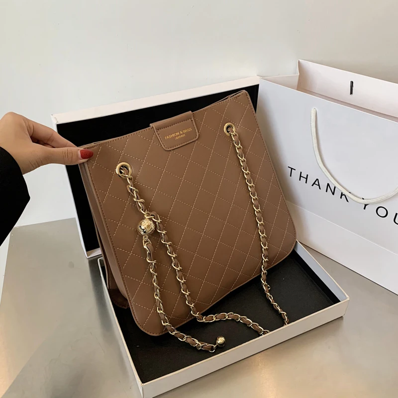 

New 2020 Famale Pu Leather Messenger Lozenge Lady Girl Handbag Classic Designer Chain Shoulder Crossbody High Quality For Women