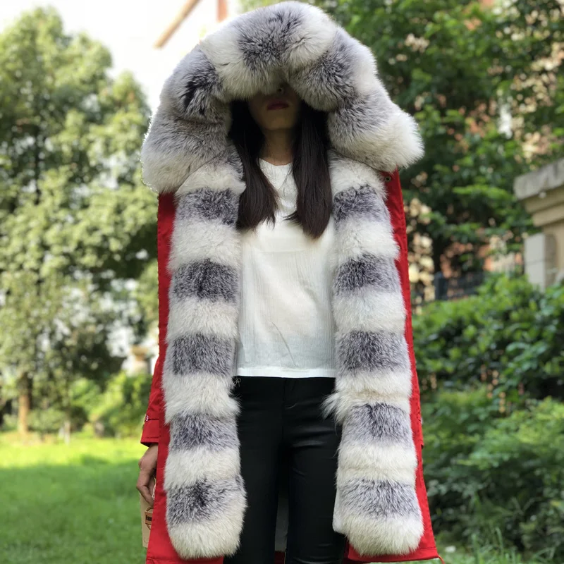 Fandy lokar, парка из натурального меха, зимняя женская куртка, Модная парка из натурального меха лисы с подкладкой из натурального меха кролика, теплые меховые пальто