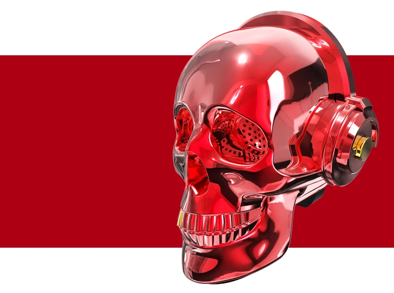 Red Jinreach V7 череп беспроводной Bluetooth динамик бас объемный светодиодный портативная гарнитура для использования вне помещений с микрофоном Поддержка TF карта USB - Цвет: Red