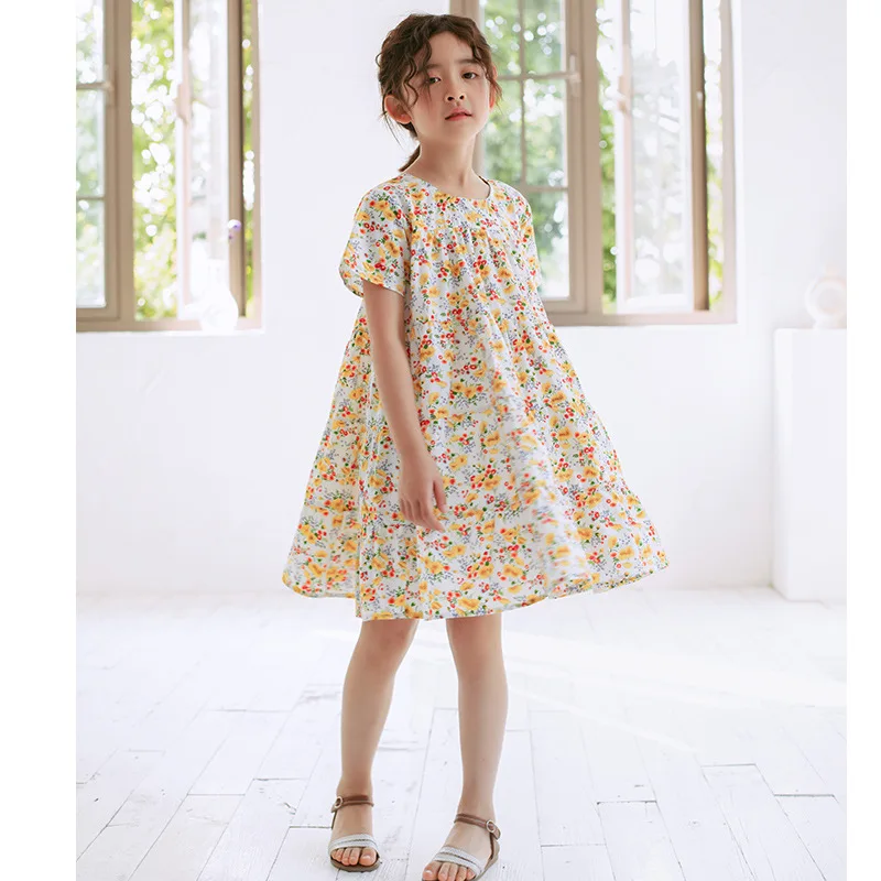 

New 2020 Floral Girls Dress Children Leisure Dress Baby Princess Dress Cute Cotton Children Kids and Teenage Summer Dress, #8650