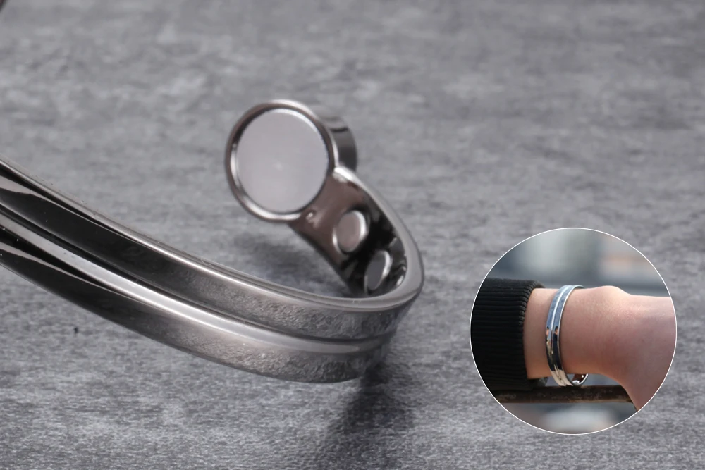 Vinterly Copper Bracelets for Women Silver Color Pure Copper Magnetic Bracelet Health Energy Adjustable Cuff Bracelets Bangles