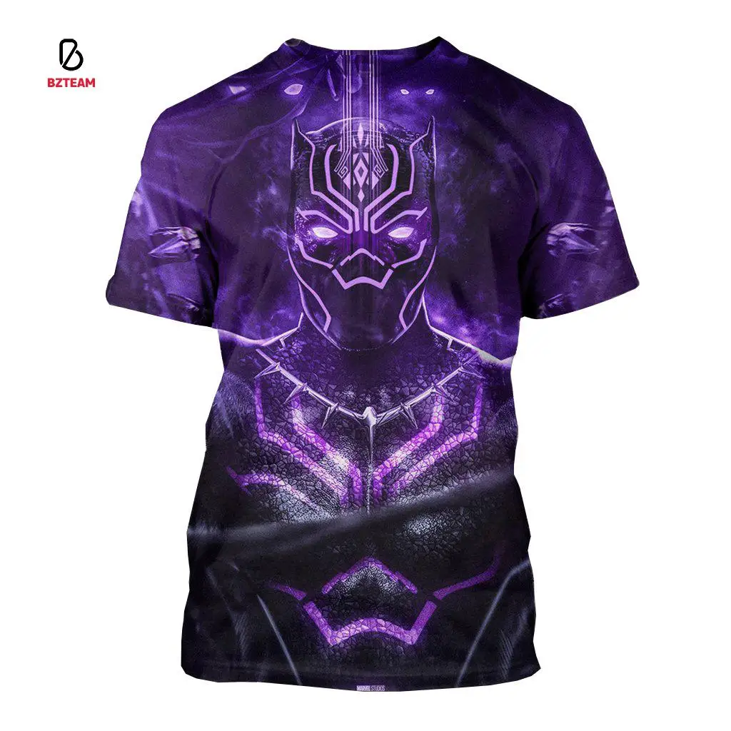 

BZTEAM Avengers Panthers 3D printed graphic T-shirt superhero O-neck breathable Harajuku short-sleeved men's