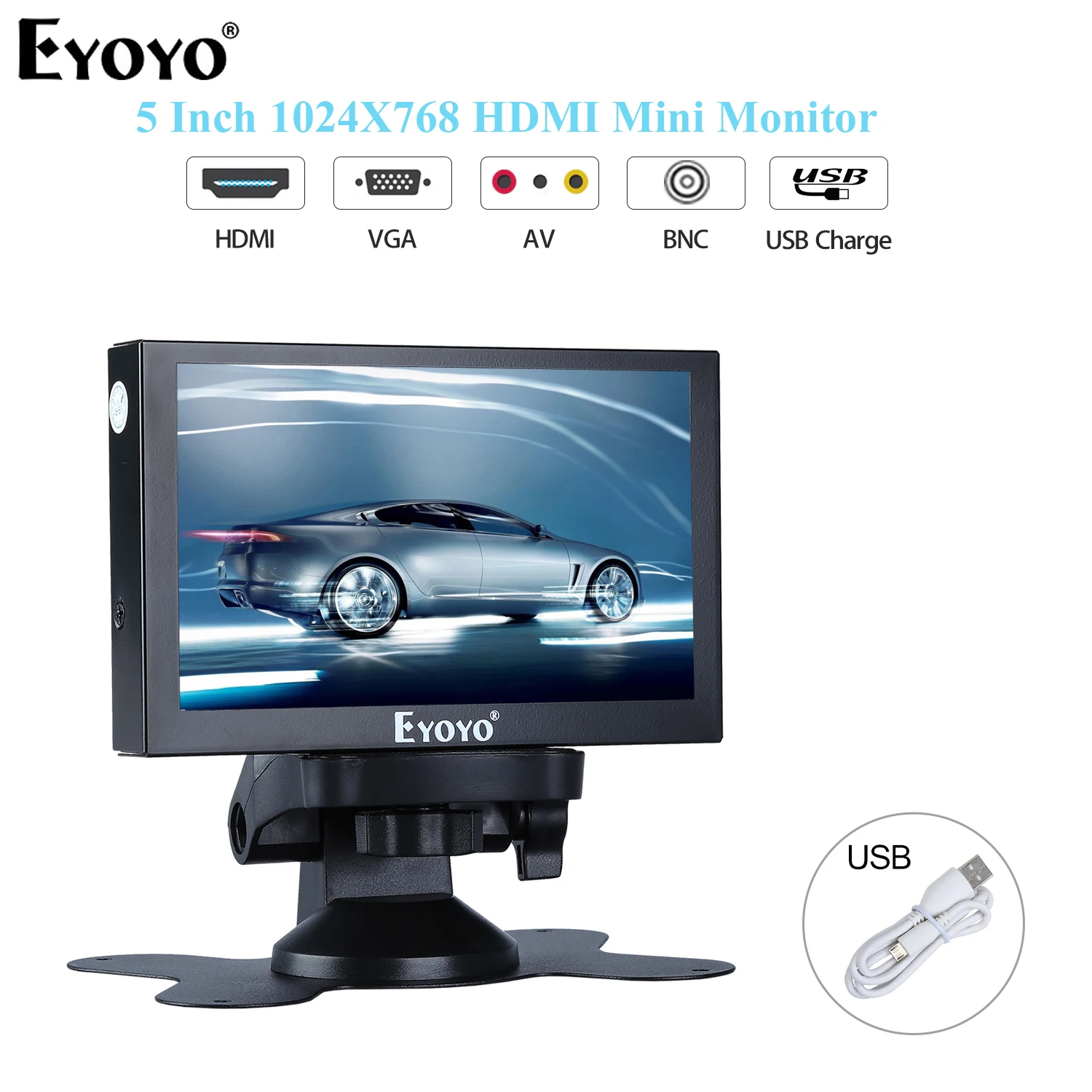 

Мини-монитор Eyoyo S501H, IPS, HDMI, ЖК-экран 5,5 дюйма, поддержка VGA, BNC, AV, USB, пульт дистанционного управления для камеры видеонаблюдения