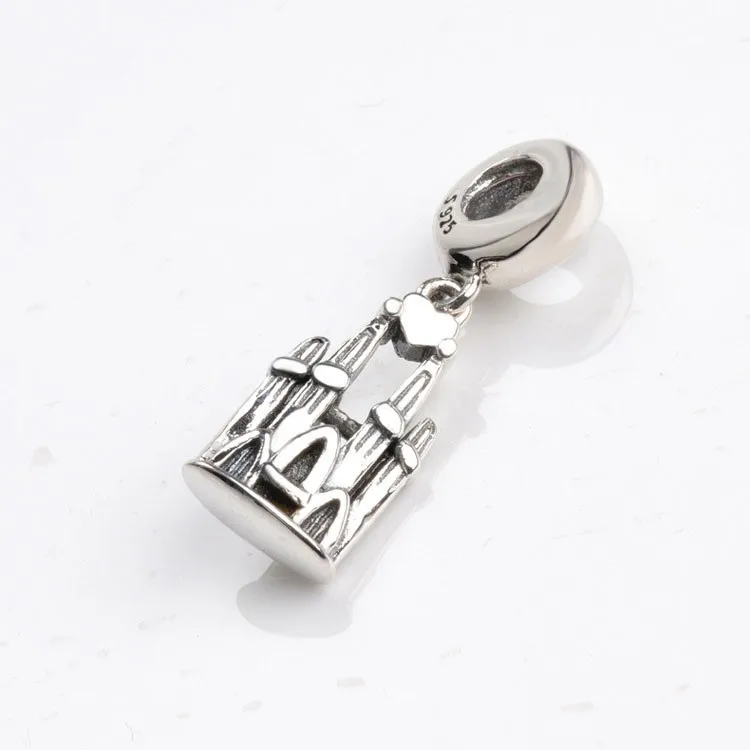 

Original 925 Sterling Silver Charm Antique Castle Pendant Fit Pandora Women Bracelet & Necklace Diy Jewelry