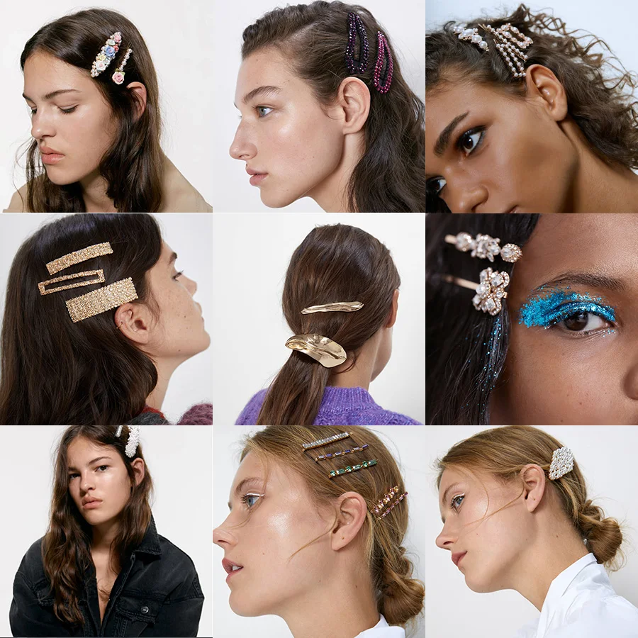 Женские заколки с цветком ZA украшенные кристаллами Украшенные бусинами бантиком