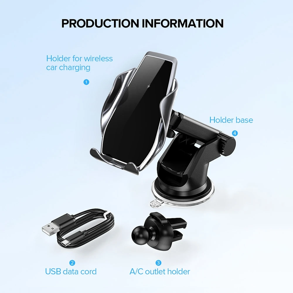 

FDGAO Automatic Clamping 15W Qi Car Wireless Charger Mount Fast Charging Phone Holder for IPhone 12 11 XS XR X 8 Samsung S10 S20