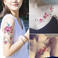 rose butterfly tattoo stickers women body chest art arm fake sleeve temporary tattoo girl waist bracelet flash tatoos flower