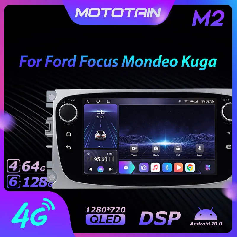

Mototain Авторадио 2 Din для Ford Focus Mondeo Kuga C-MAX Galaxy Android 10,0 мультимедиа 4G LTE 6G Ram 128G Rom