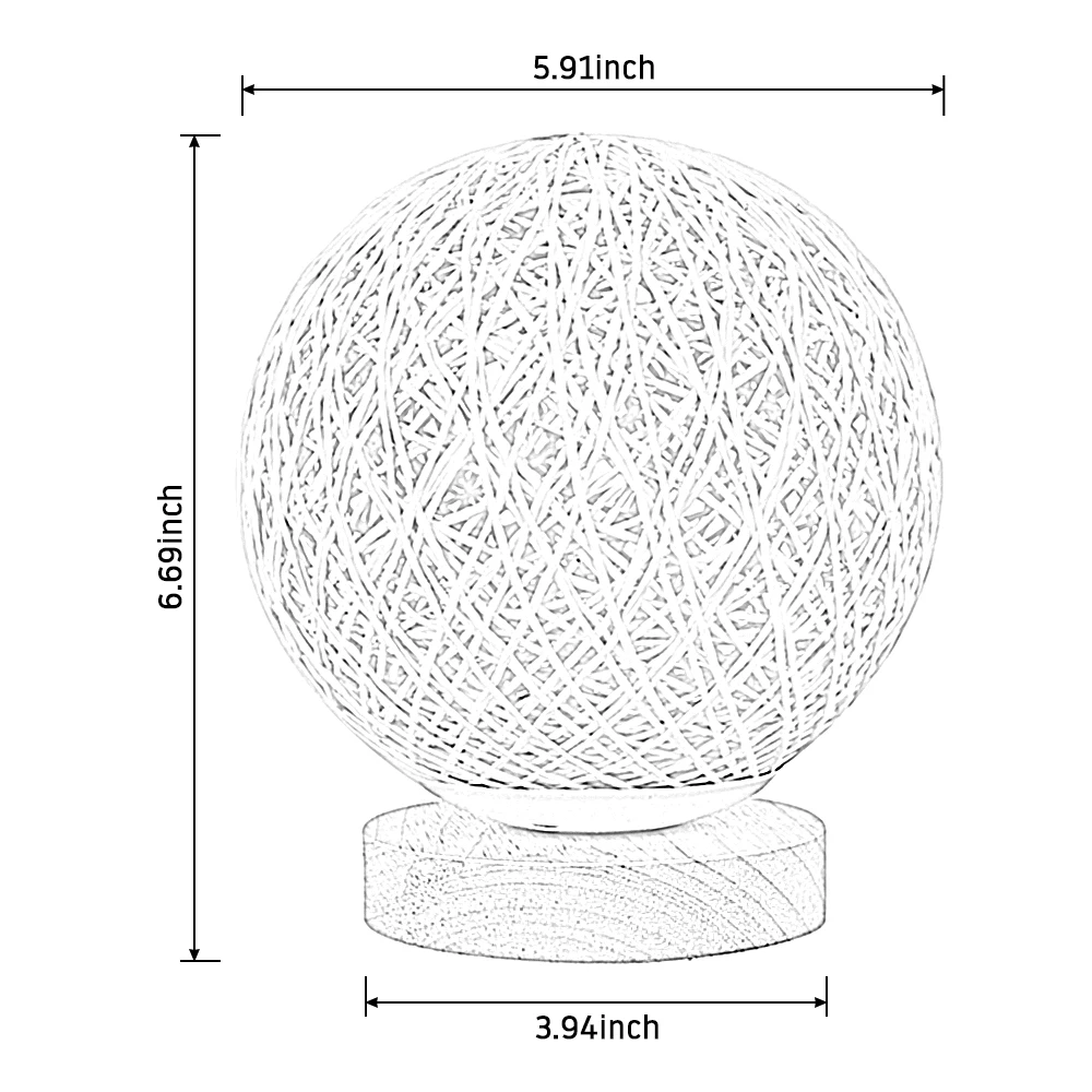 

3W USB Moon Table Lamp Dimmable Hand-Knit Lampshade Wood Moon Lamp Bedroom Home Wedding Decoration Moonlight Beside Night Light