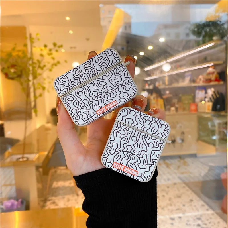 

For Airpods Pro Cute Cartoon Art Graffiti Earphone Cases for Apple Airpods 1 2 Pro Cover Headphone Protection Leather Texture