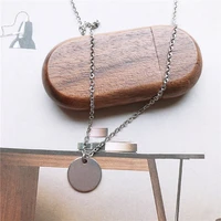 classic simple circle piece pendant necklace stainless steel necklace women fashion exquisite accessories wedding party jewelry