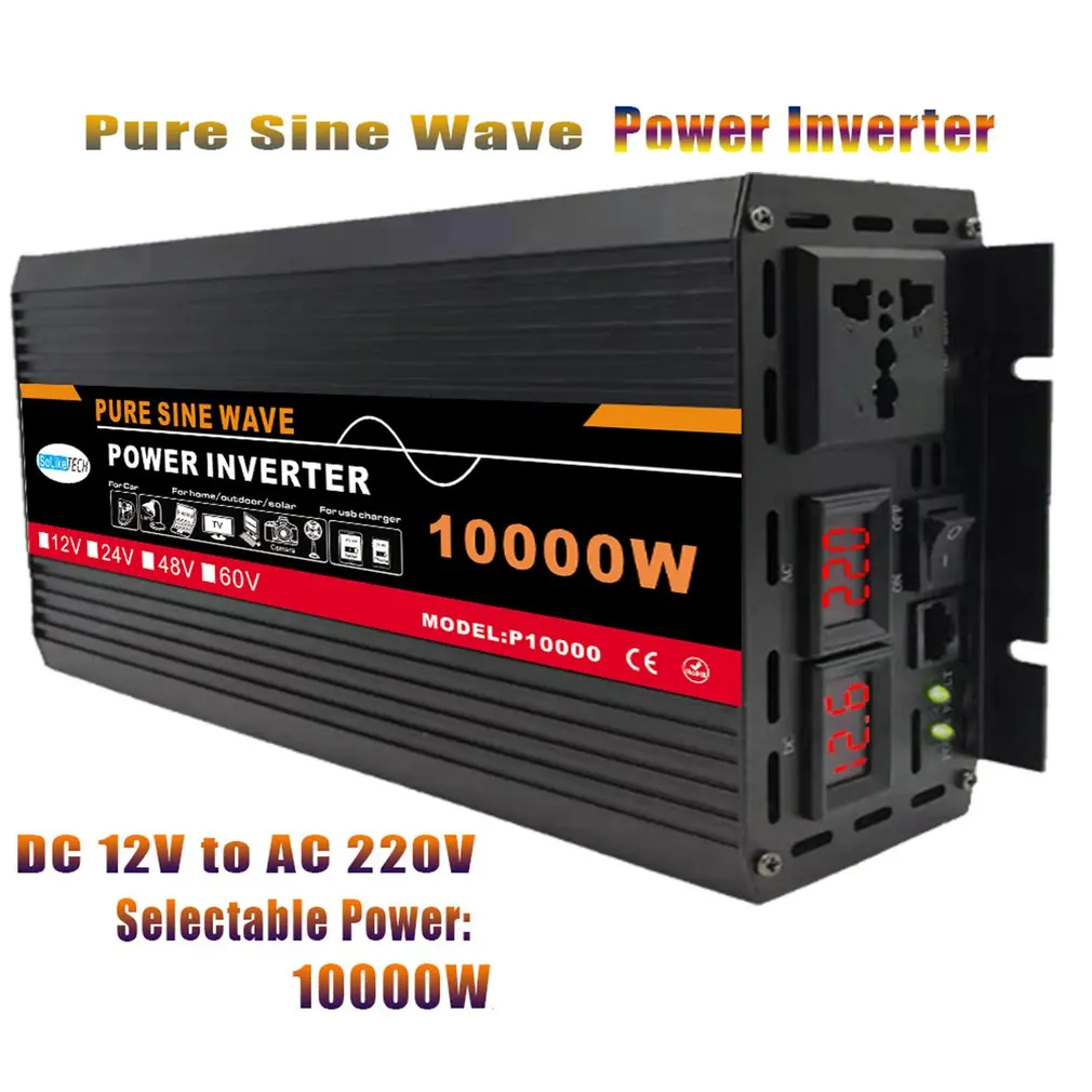 

Pure Sine Wave Inverter 10000W Power Inverter Converter DC 12V 24V 48V 60V to AC 220V with LCD Color Display