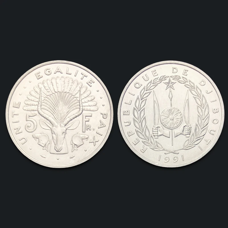 1991 подлинные оригинальные монеты 100% из джибутина Коллекционная монета Unc Africa 5