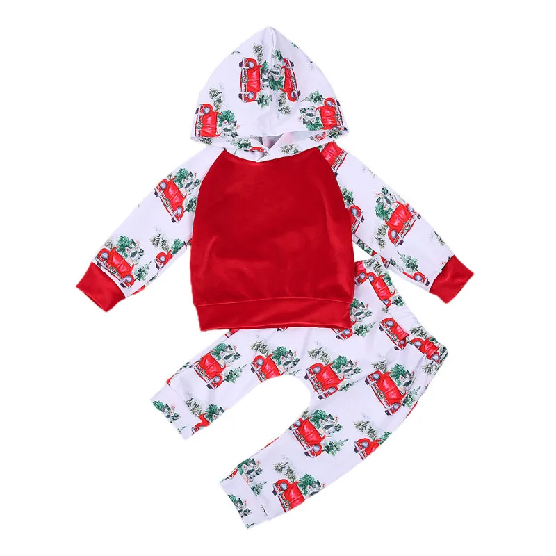 

Детский Рождественский комплект одежды для новорожденных мальчиков и девочек, свитшот с капюшоном и длинным рукавом и брюки, костюм, Рождес...
