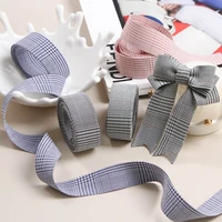 plaid fabric ribbon for bows hair accesseries handmade material 25mm 40mm christmas decorations party gift wrapping cotton tape