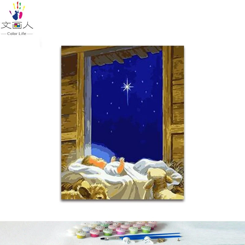 Картина сделай сам цифровой рисунок с ангелом для детского сна классическая