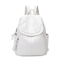 2020 new summer washed soft leather female backpack fashion casual large capacity suitable for outdoor travel college school bag