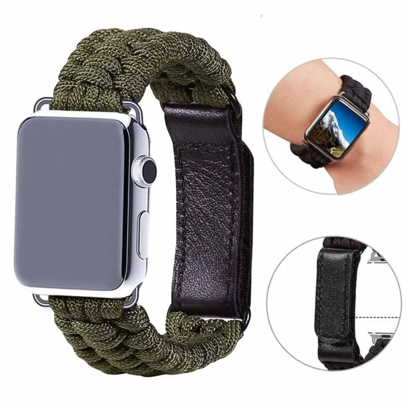 Ручной вязки нейлон часы для спорта и отдыха ремешок Apple watch Series 4/3/2/1 классический