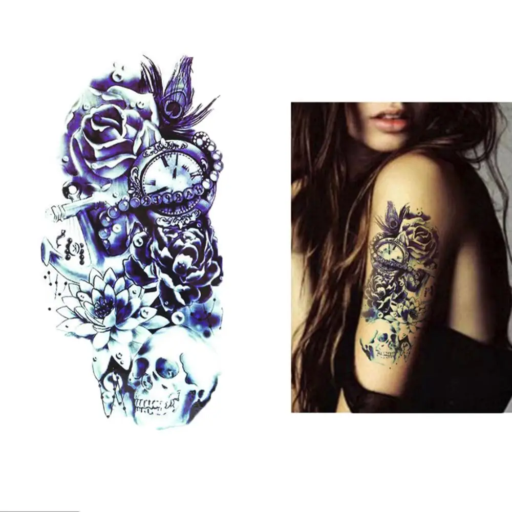 Женские водостойкие наклейки для татуировок цветные животные акварельная