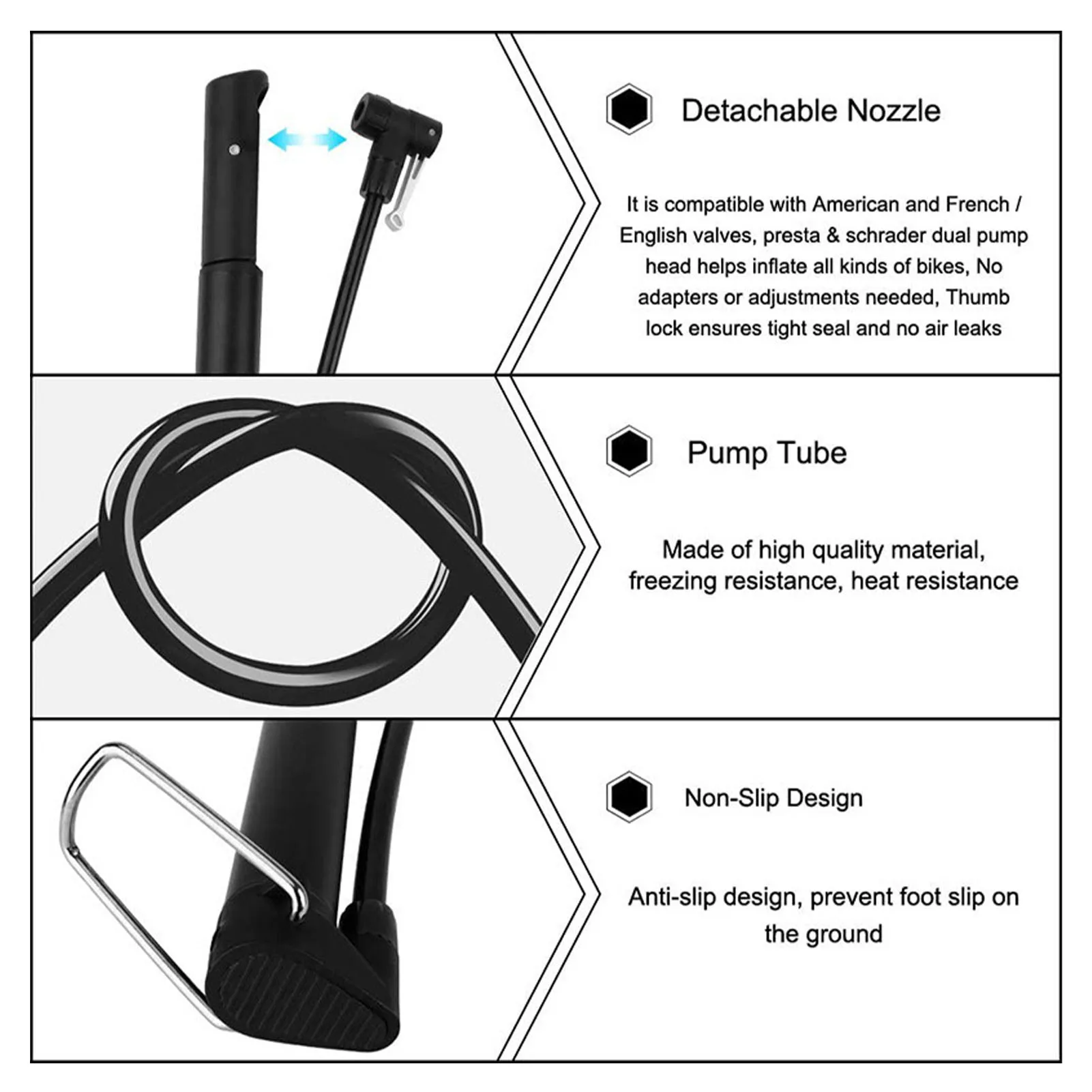 

WEST BIKING Hand Mini Bicycle Pump Tire Air Inflator Schrader Presta Valve Ball Needle Hose MTB Accessories Portable Bike Pump