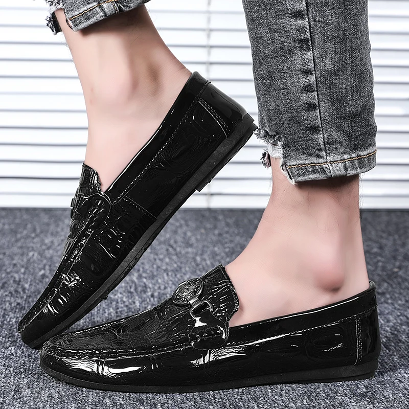 Мужские замшевые мокасины на плоской подошве темно-синие повседневные Мокасины