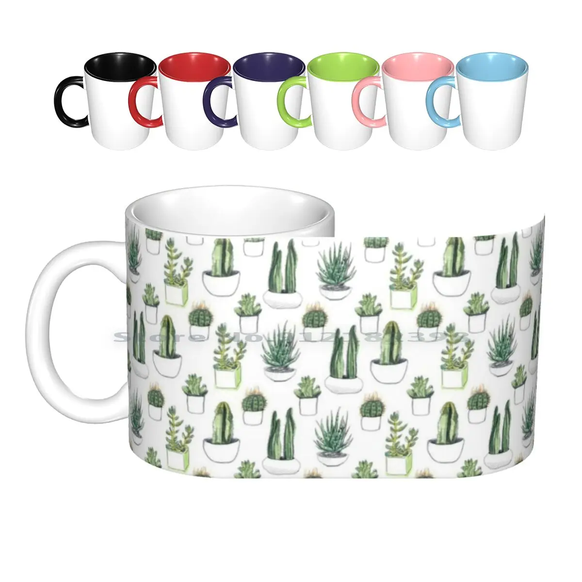 

Watercolour Cacti & Succulents Ceramic Mugs Coffee Cups Milk Tea Mug Cacti Succulents Cactus Succulent Crassula Planta Carnosa