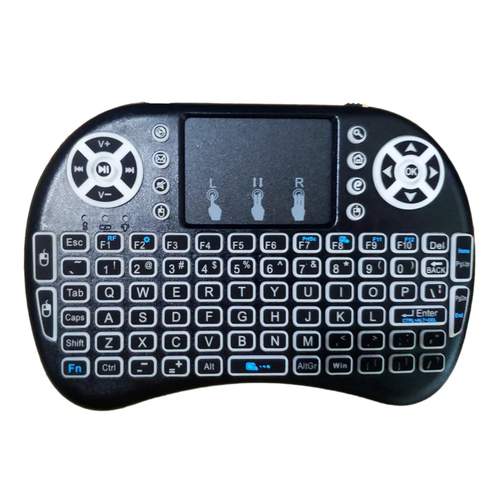 

Backlit English Russian French Spanish Portugal 2.4GHz Air Mouse Remote Touchpad for Android TV Box PC Mini Wireless Keyboard I8