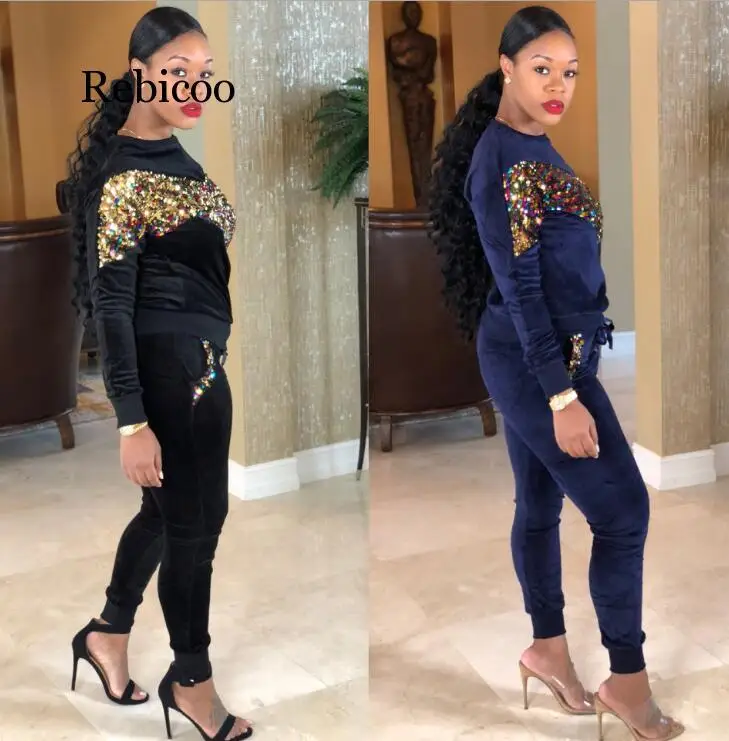 Бархатный комплект из двух предметов толстовка Женский велюровый спортивный