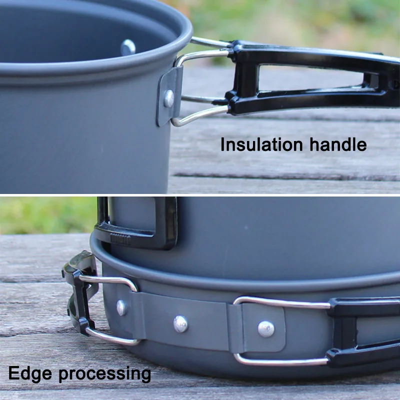

Outdoor Hiking Cookware Picnic Kit Portable Aluminium Alloy Cooking Set Lightweight Camping Pots DFDS889