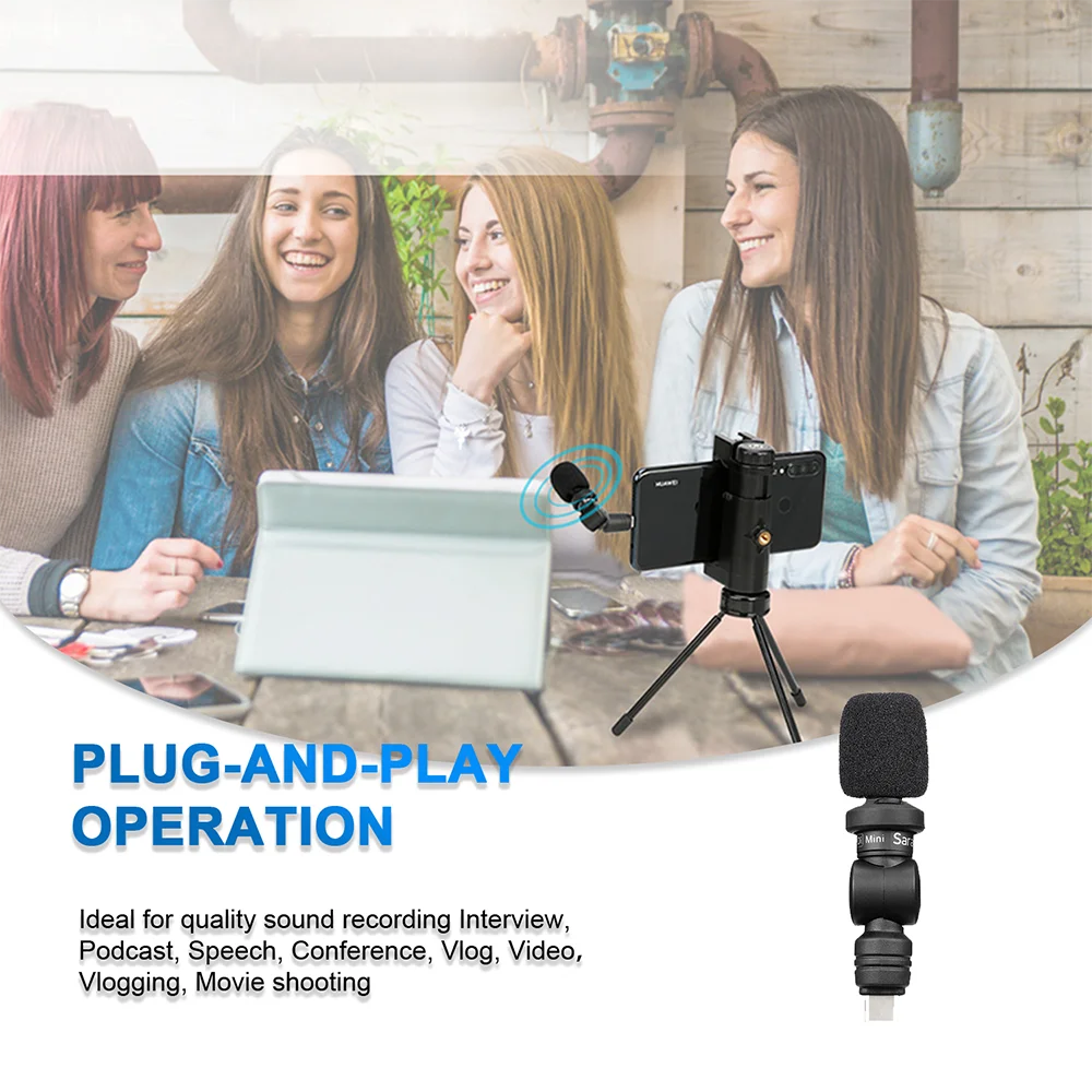 Конденсаторный микрофон Saramonic SmartMic UC Mini Plug &amp Play совместимый с устройствами iPad Pro