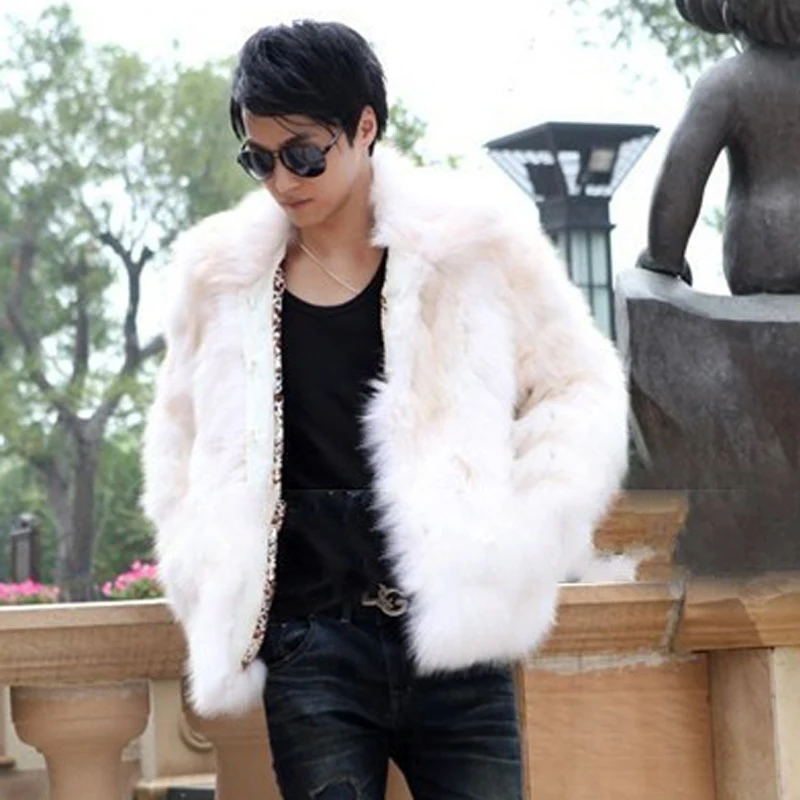 Новое поступление мужские роскошные меховые пальто с отложным воротником