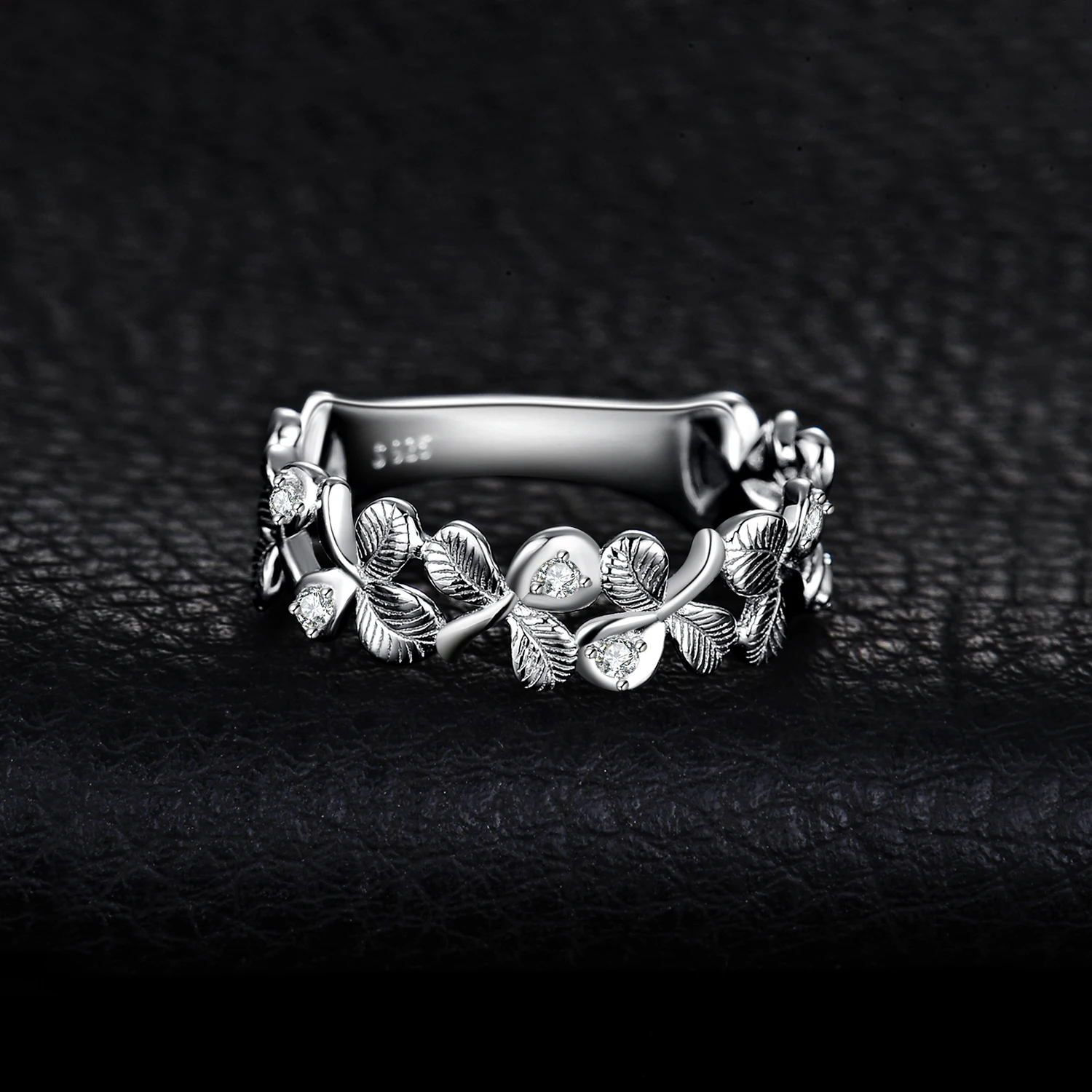 JewelryPalace Lucky 3 листьев клевера кубического циркония стекируемые Свадебные Кольца для женщин 925 пробы серебро ювелирные украшения мод