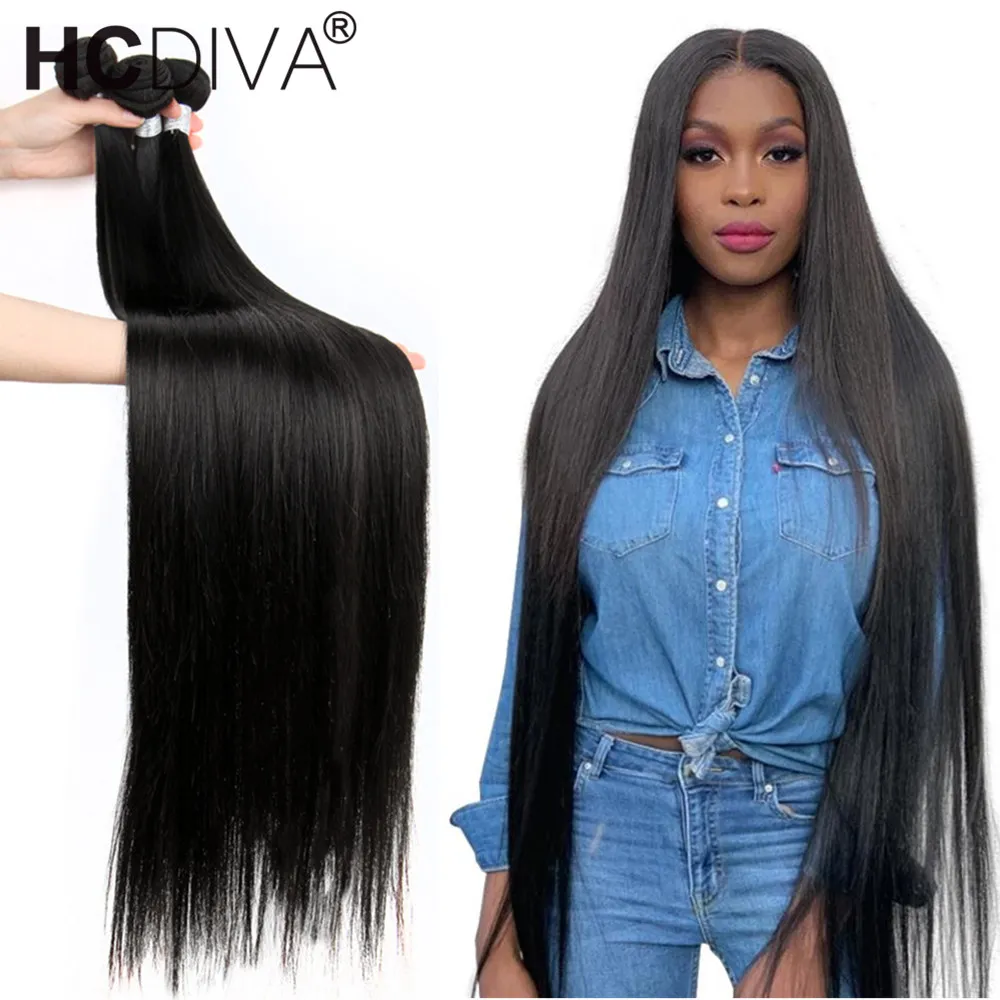 30 40 дюймов бразильские Прямые Натуральные кудрявые пучки волос 3/4 с прямыми