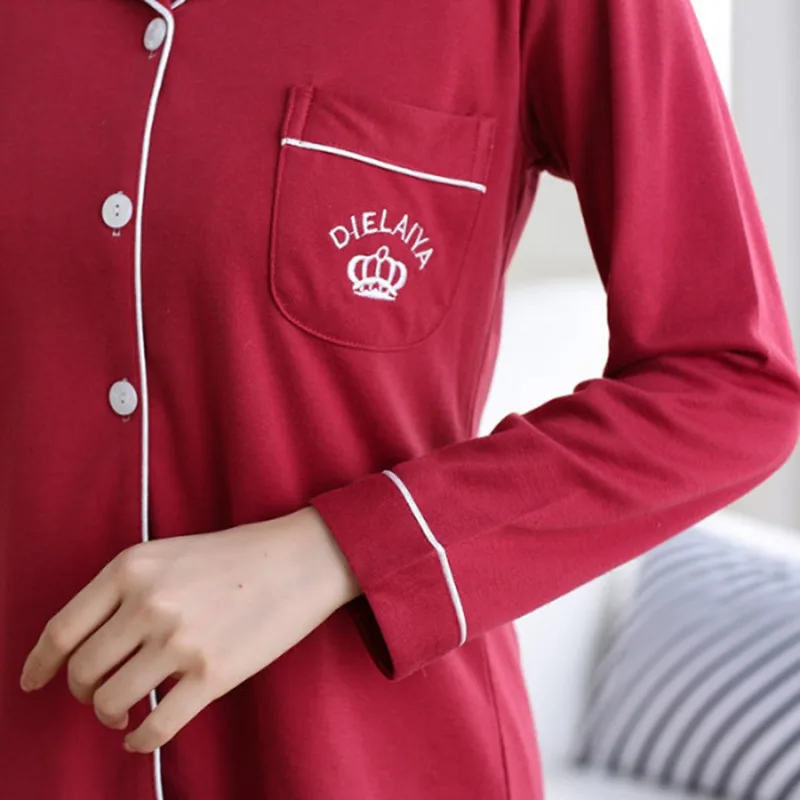 

100% Cotton Pajamas Sets for Women 2019 Spring Autumn Long Sleeve Sleepwear Pyjama Loungewear Homewear Pijama Mujer Home Clothes