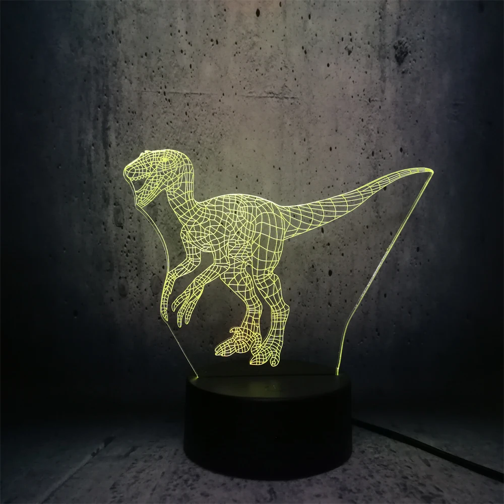 Динозавра в натуральную величину Велоцираптор хвост вверх 3D светодиодный