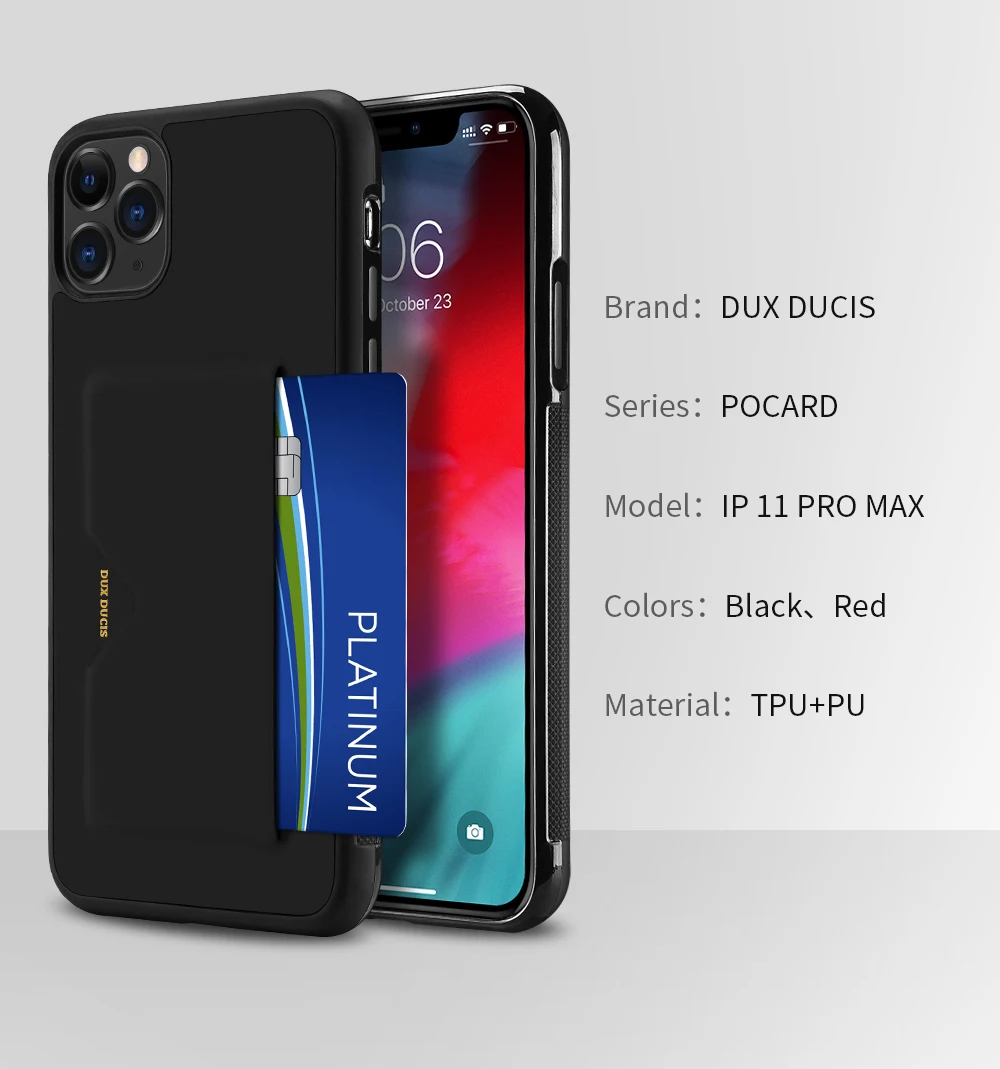 Чехол с карманом для карт для iPhone 11 Pro Max из ТПУ, мягкий кошелек, держатель для карт, задняя крышка, противоударный чехол для мобильного телефона