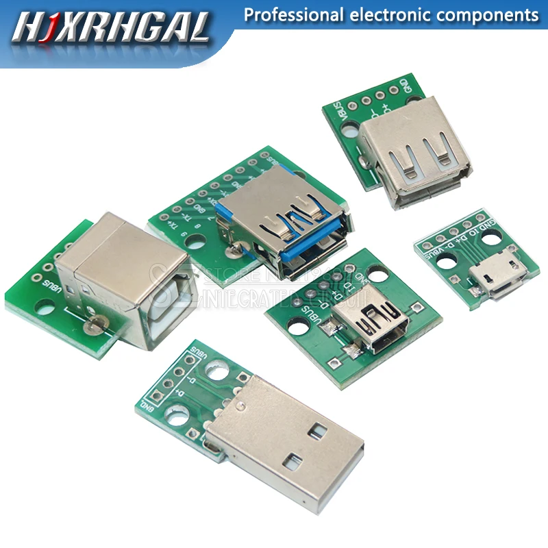 1 шт. USB разъем папа/мини микро адаптер DIP 2 54 мм 5 контактный Мама Тип в USB2.0