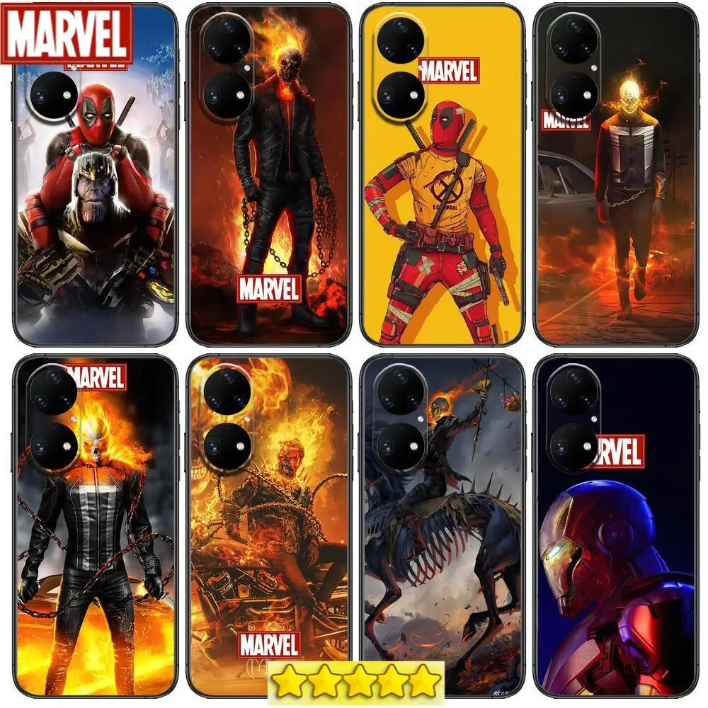 

Marvel Ghost Rider Deadpool Phone Case For Huawei p50 P40 p30 P20 10 9 8 Lite E Pro Plus Black Etui Coque Painting Hoesjes comic